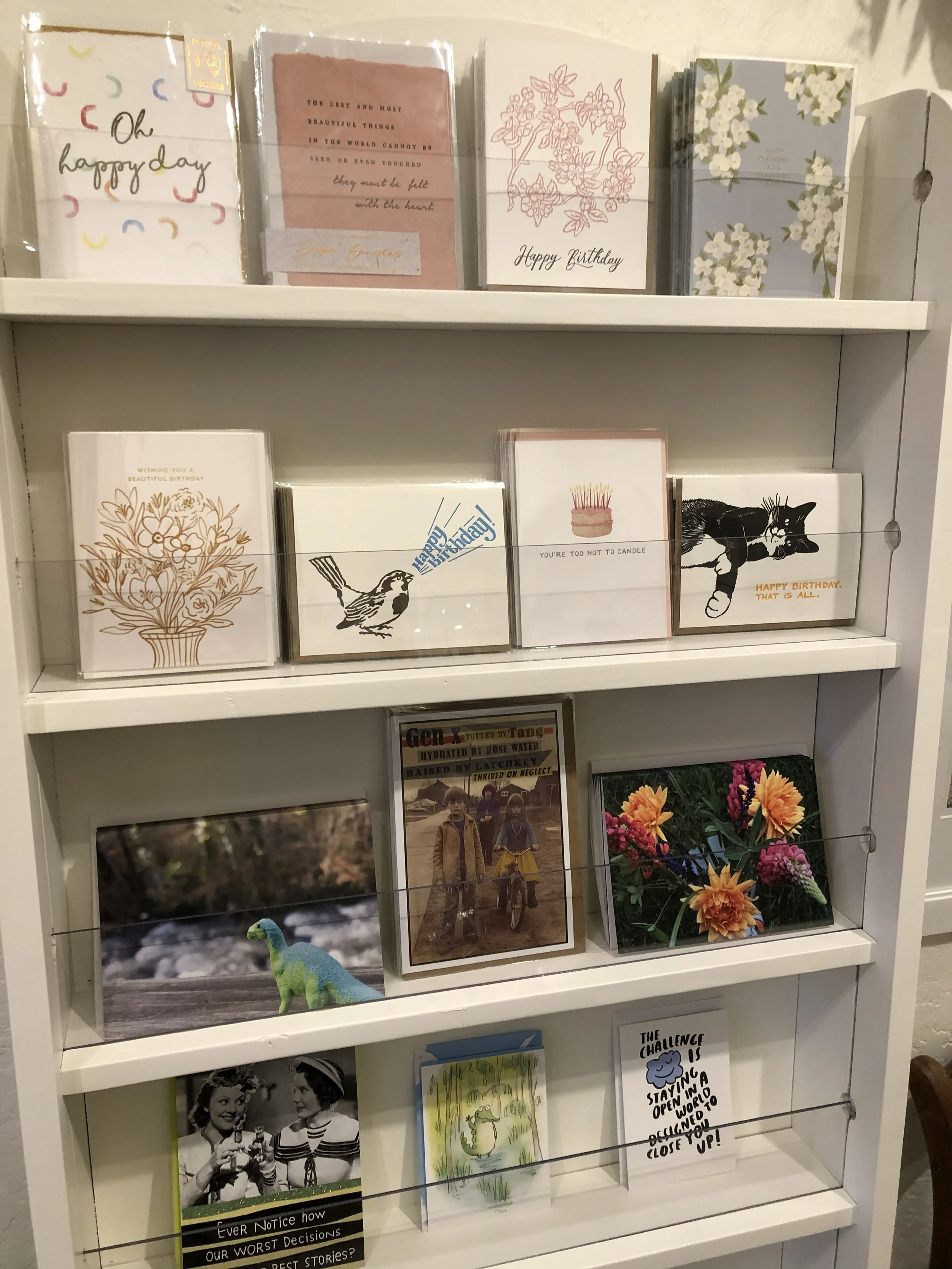 Greeting cards on display at Bloomie's Boutique. (Photo credit: Melissa Mitchell-Hooge)