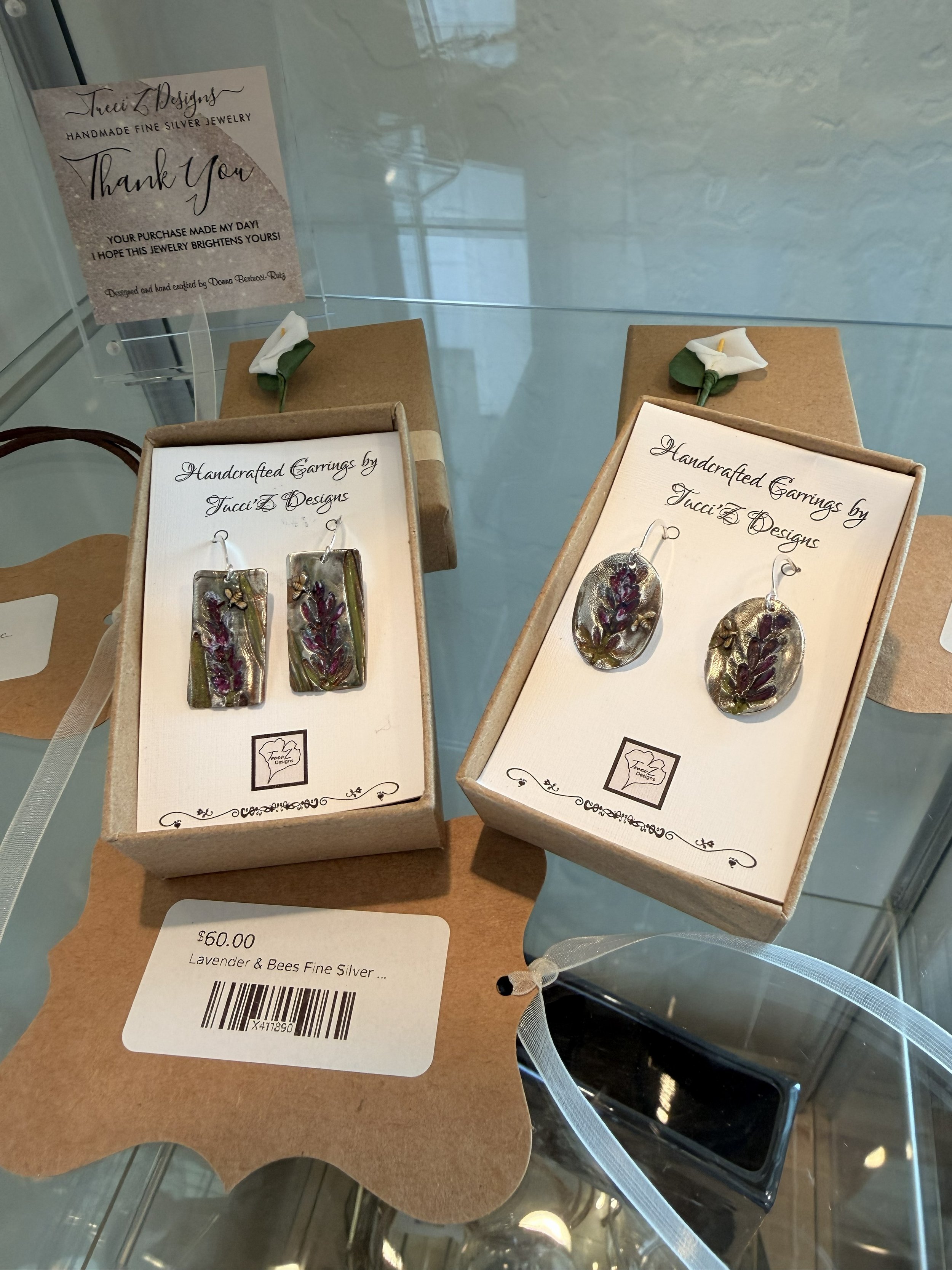 Fine Silver Lavender Earrings by Tucci'Z Designs on display at Bloomie's Boutique