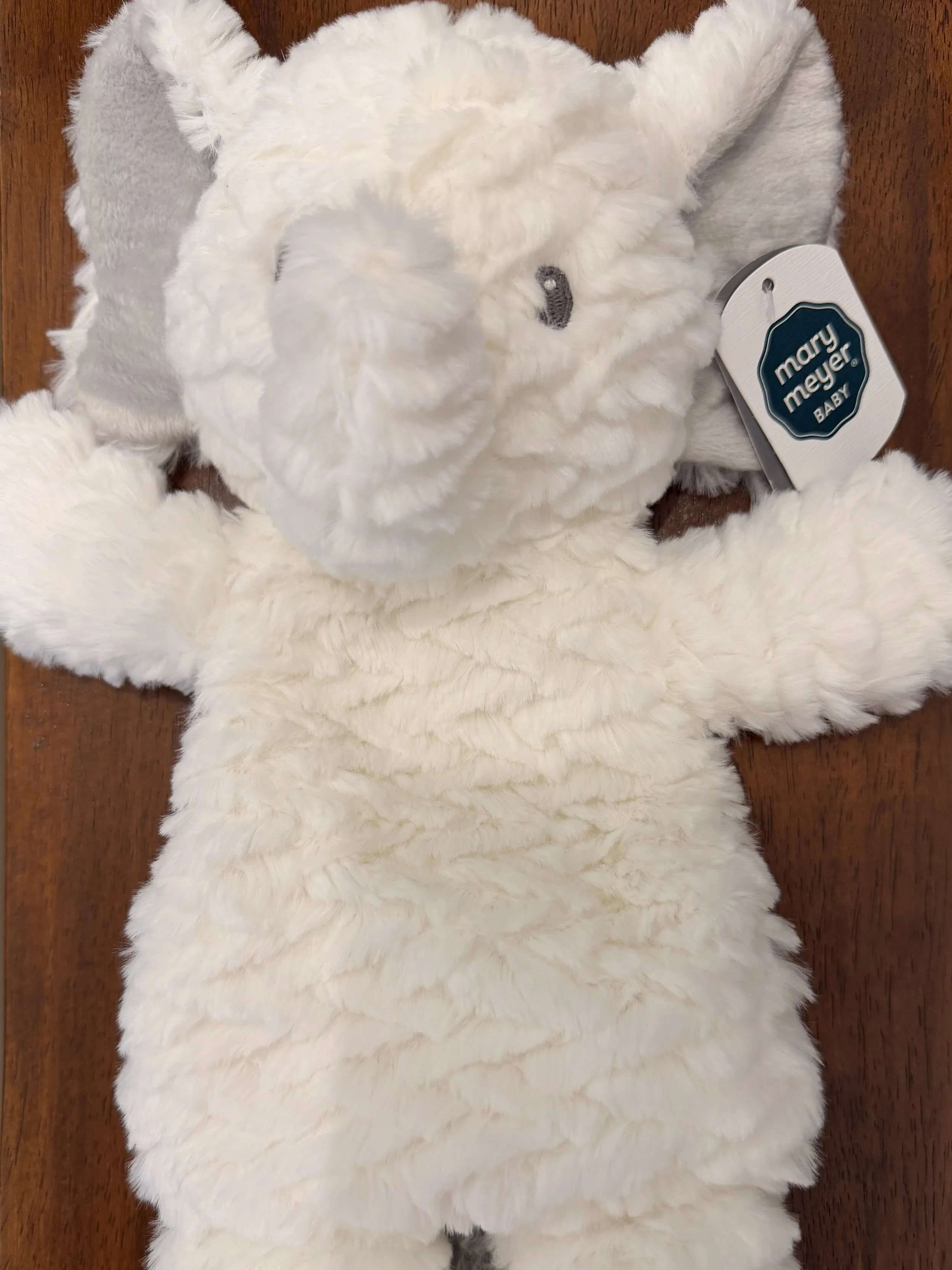 Close-up of Mary Meyer's Afrique Elephant Lovey stuffed animal toy