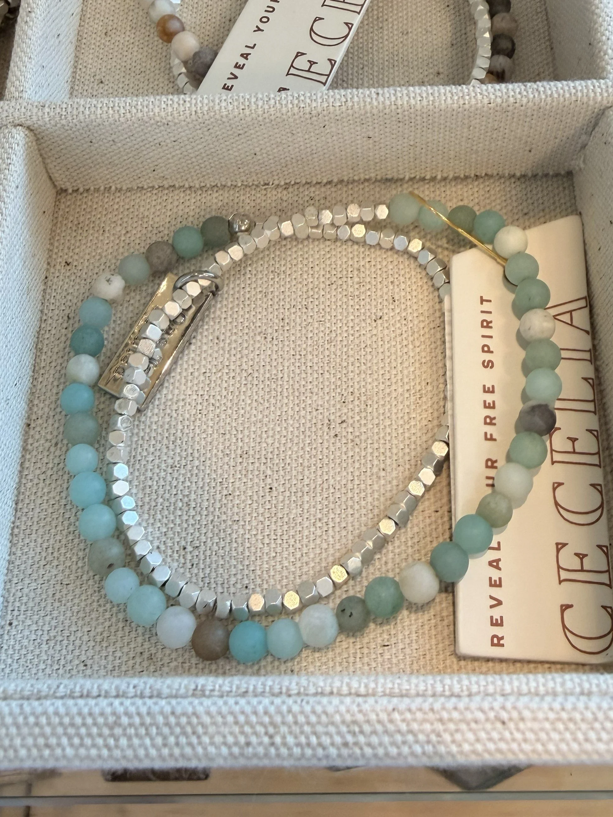 Amazonite Gemstone Double Wrap Bracelet