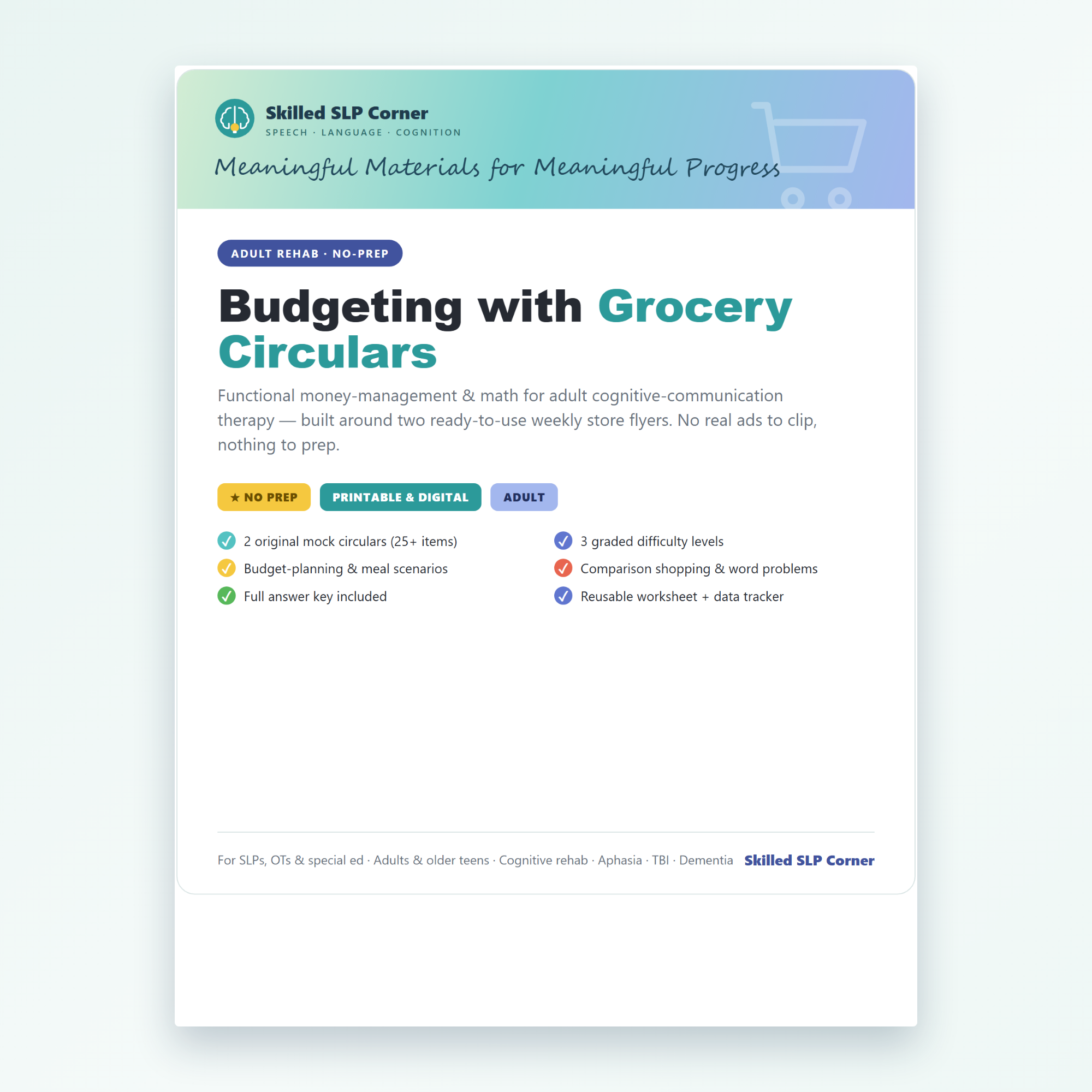 Budgeting with Grocery Store Circulars - Functional Money Management for Adult Cognitive Rehab