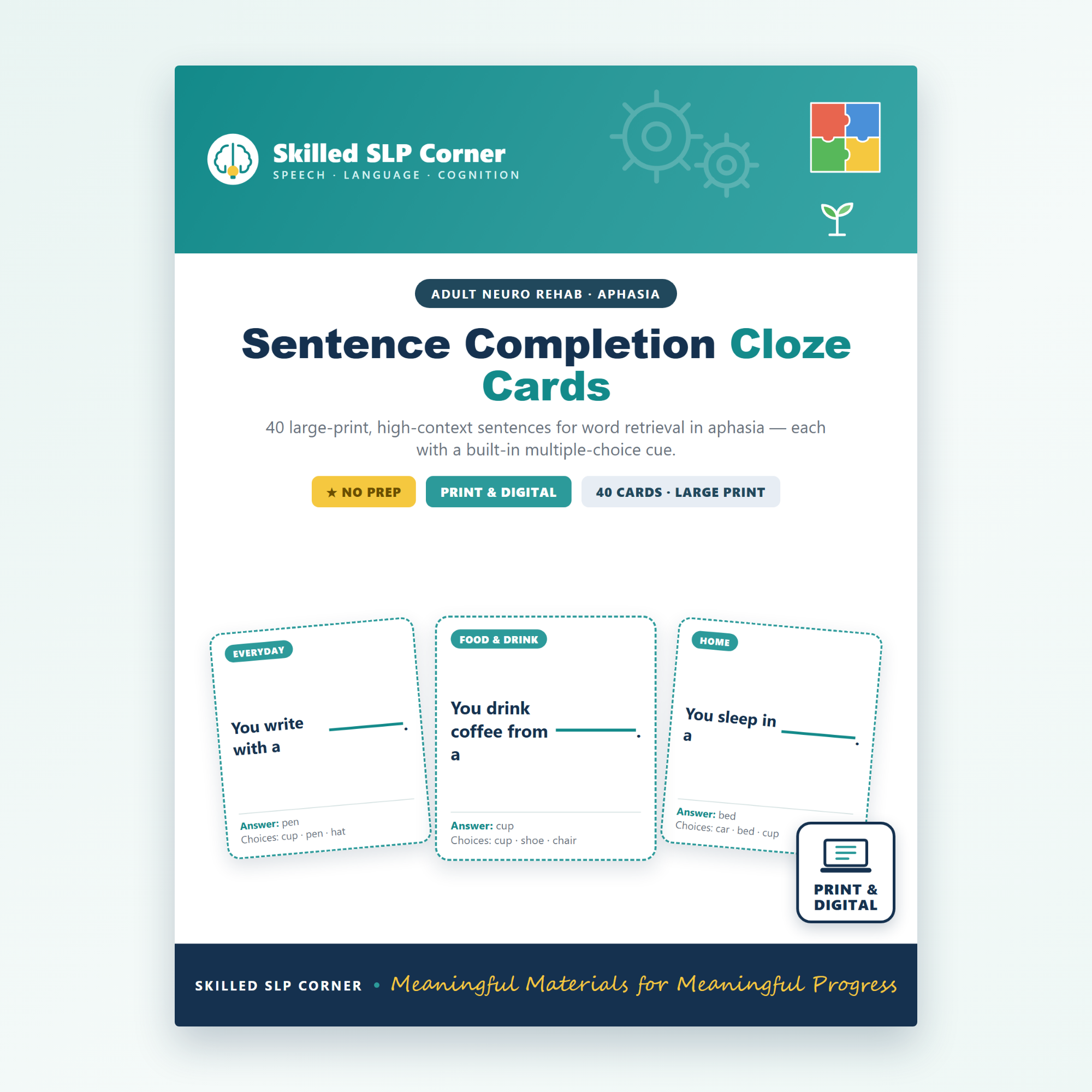 Aphasia Sentence Completion Cards