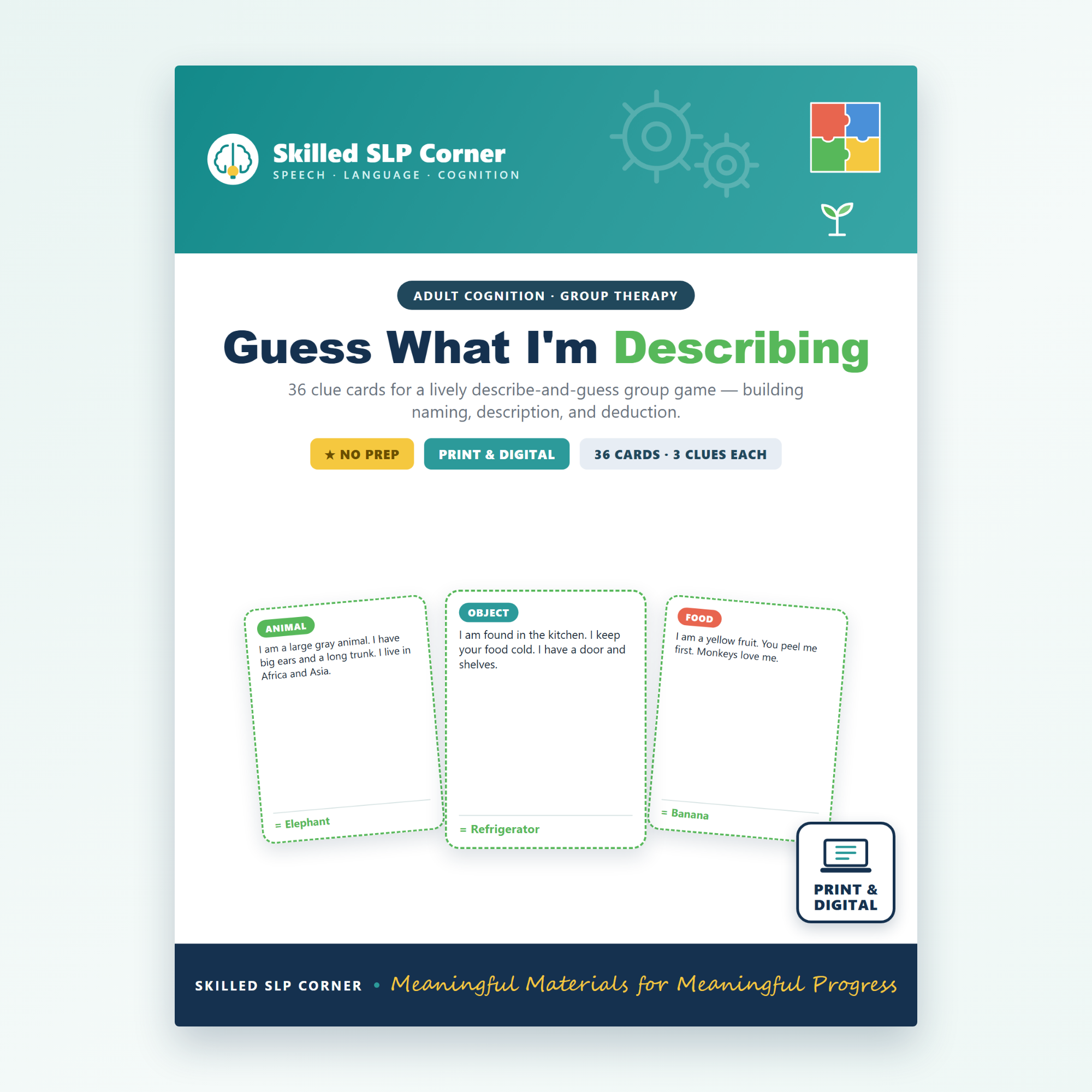 Guess What I’m Describing – Speech Therapy Describe‑and‑Guess Game (36 Cards)