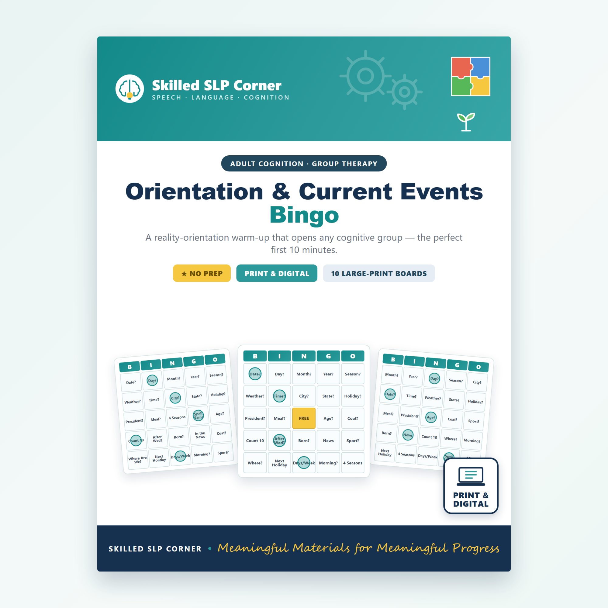 Orientation & Current Events Bingo – Adult Cognitive Group Warm‑Up