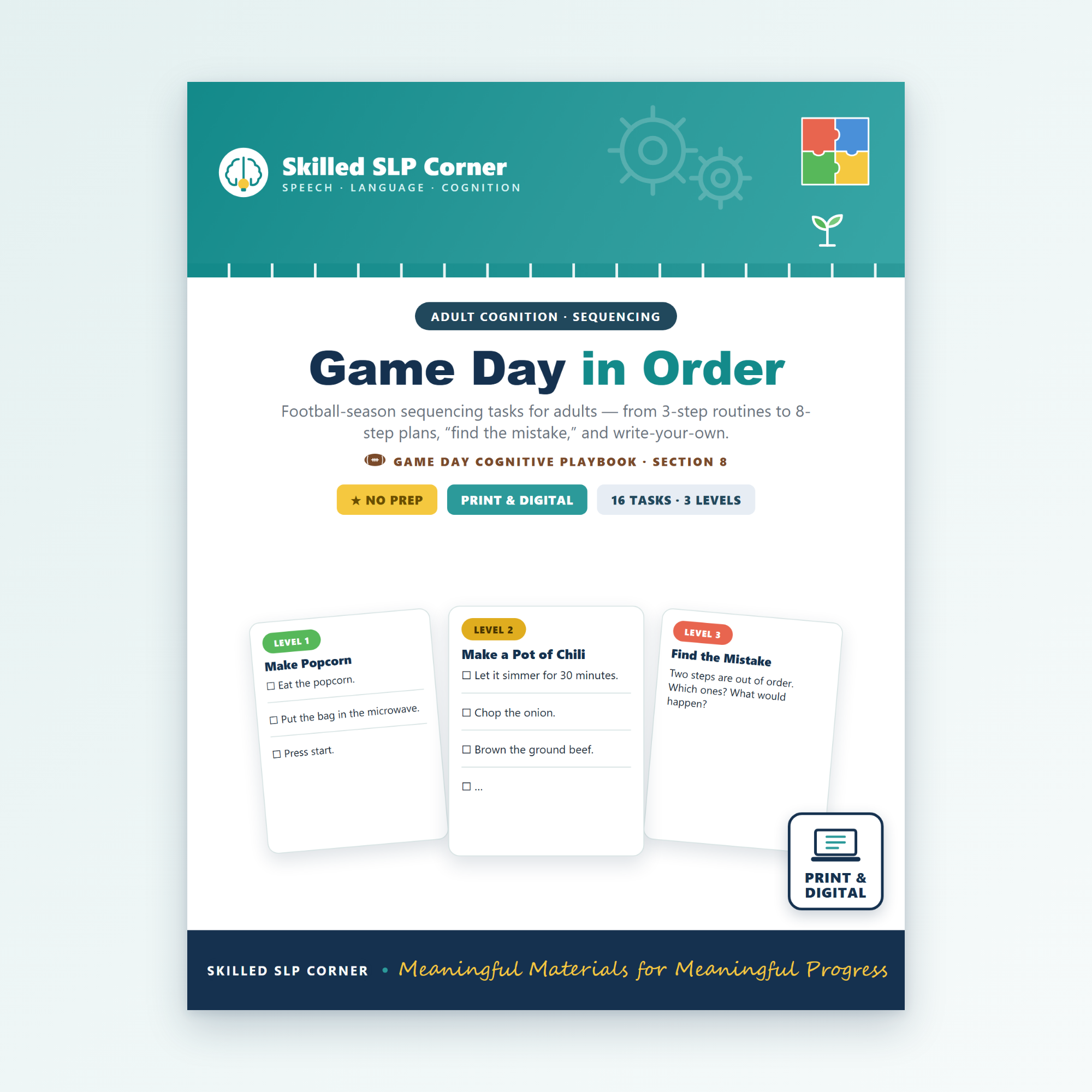 Game Day in Order – Adult Cognition Sequencing Tasks (Football-Themed)