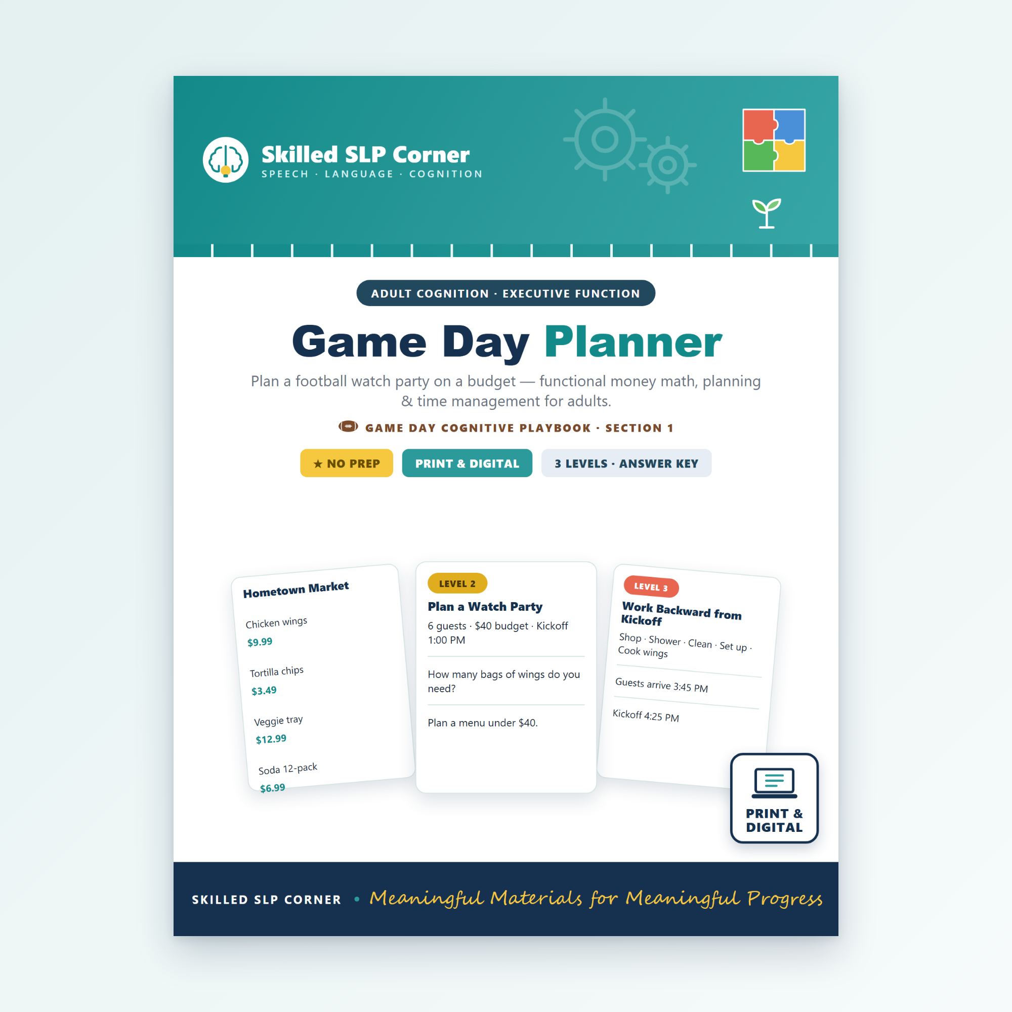 Game Day Planner – Adult Cognition & Executive Function (Football-Themed Functional Planning)