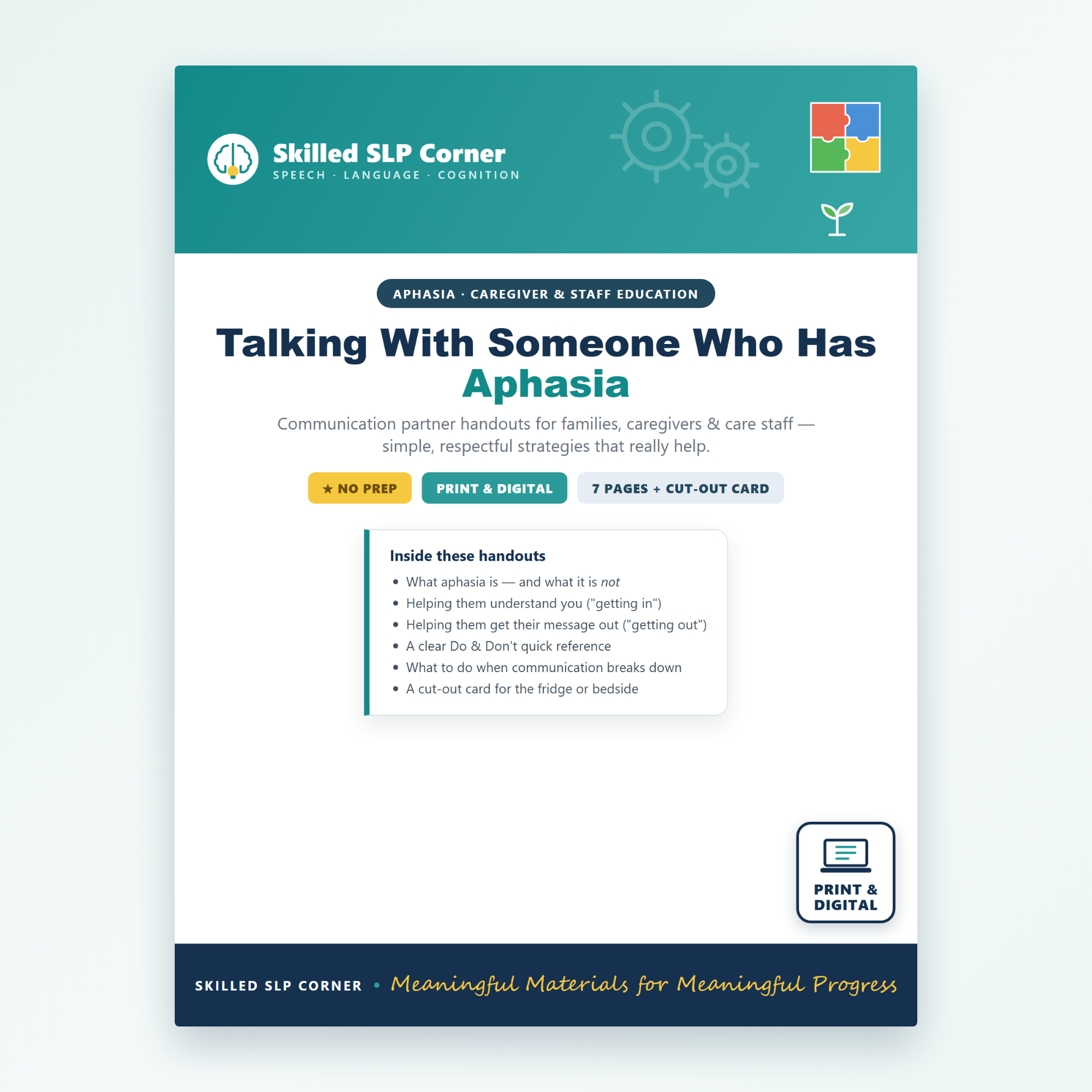 Aphasia Communication Partner Handouts