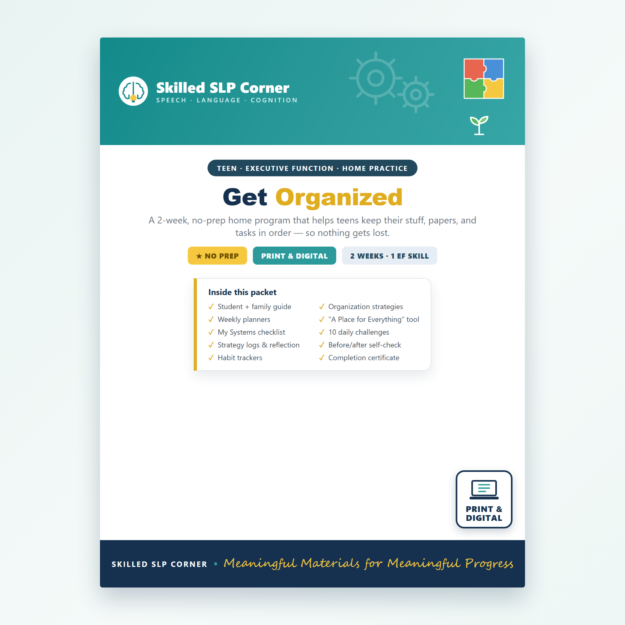 Organization Skills | Executive Functioning Homework | Teen EF Home Practice