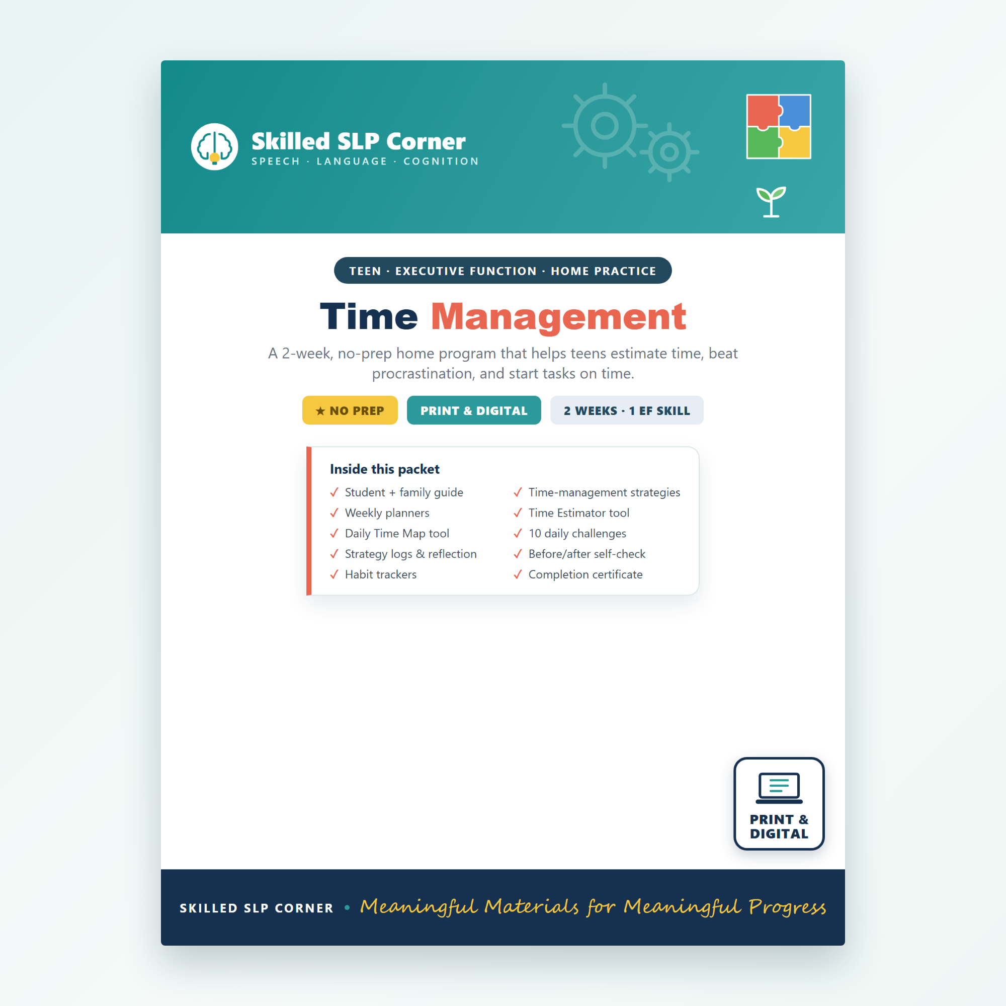 EF Home Practice – Time Management | Teen Executive Function Home Program