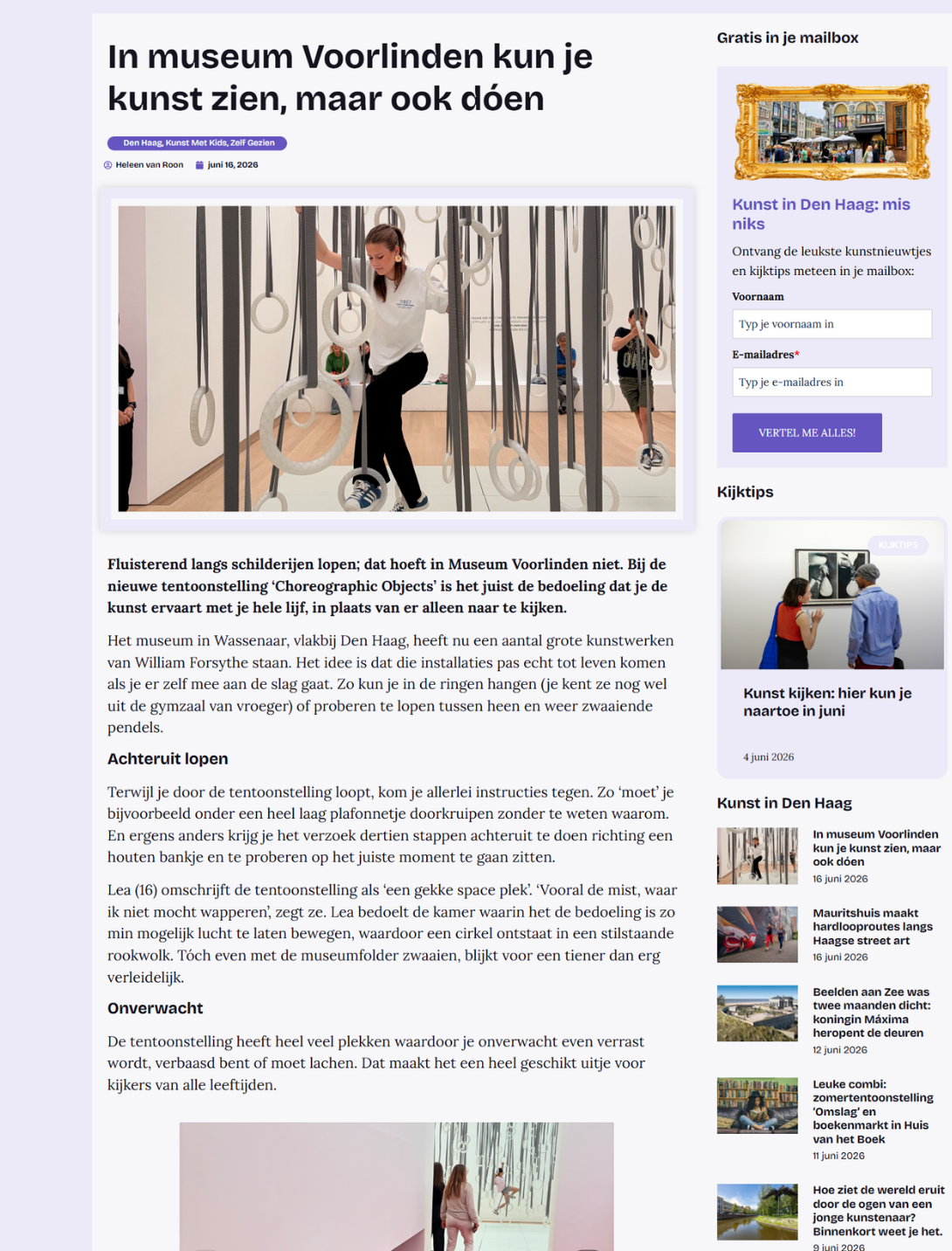 Artikel museum Voorlinden