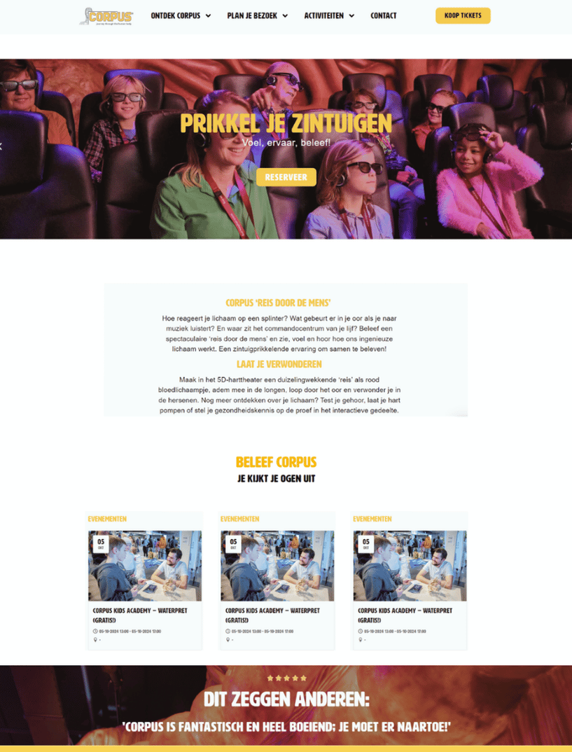 Webdesign corpusexperience.nl