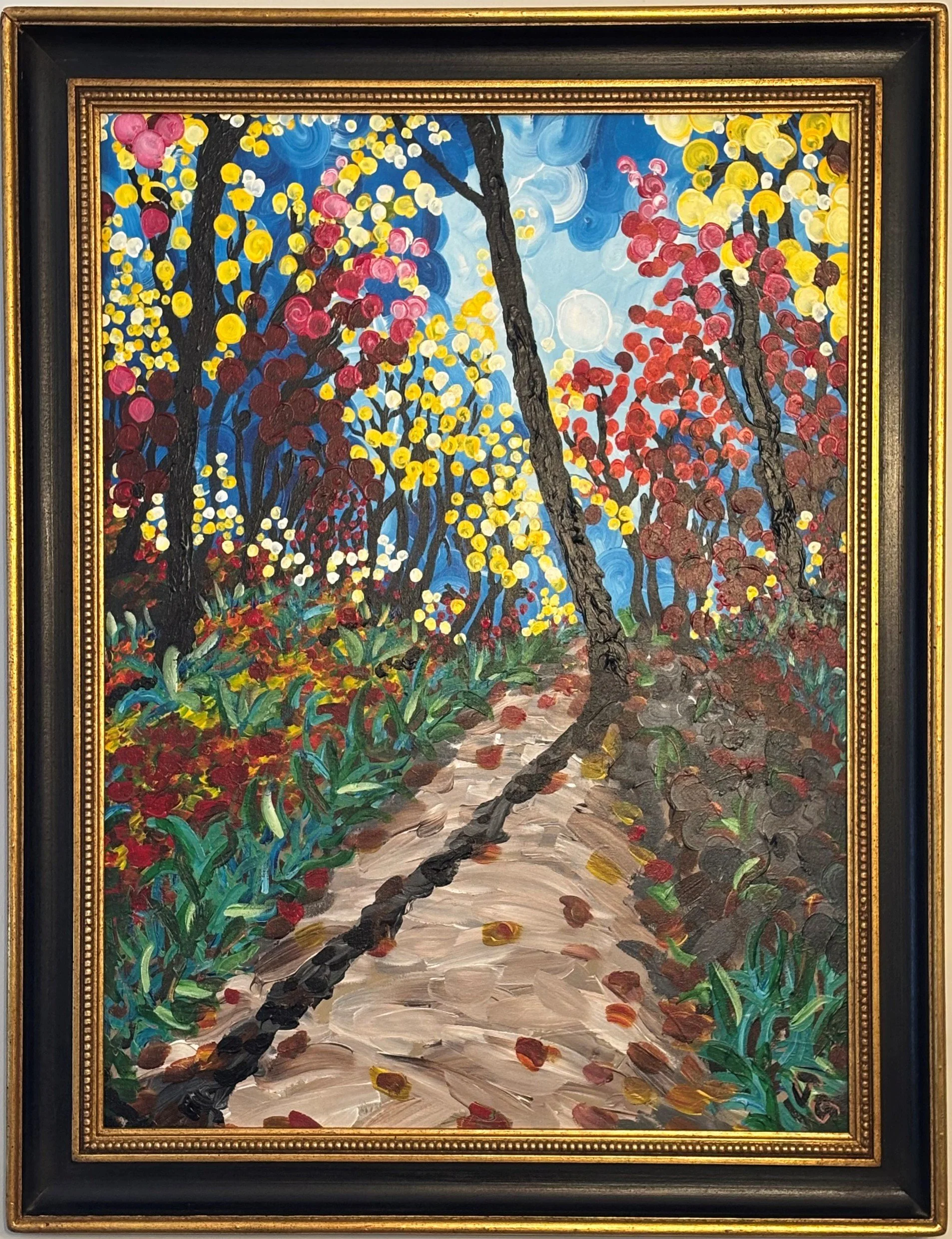 "White's Woods to Plunge Pond," J. Gyurko. 26.5” x 32.5” framed.