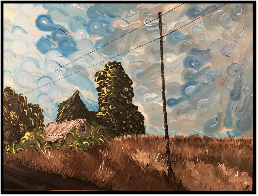 "Milton Road," J. Gyurko. 30" x 24" framed. Private collection.