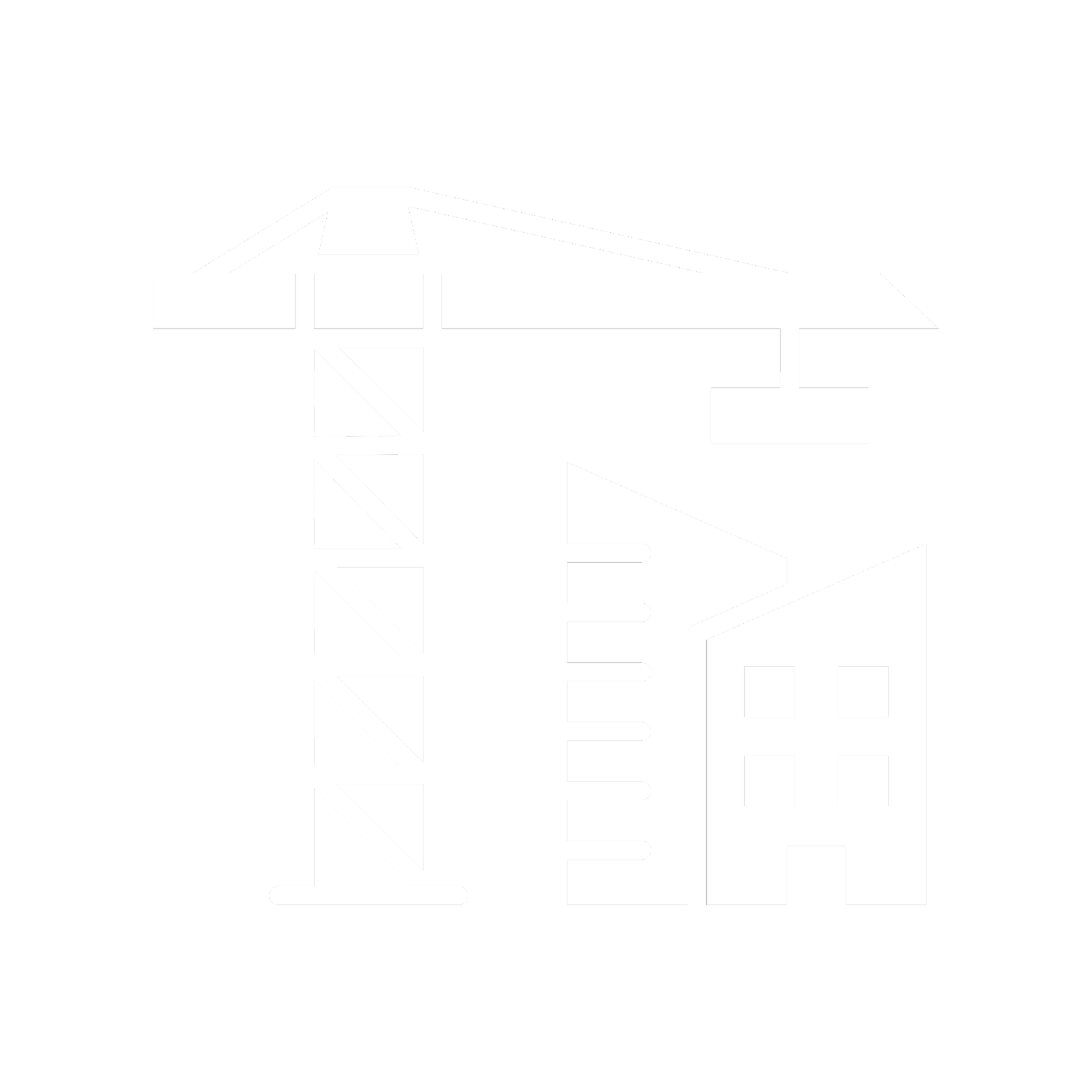 Black background with white silhouette of a construction crane and a building.