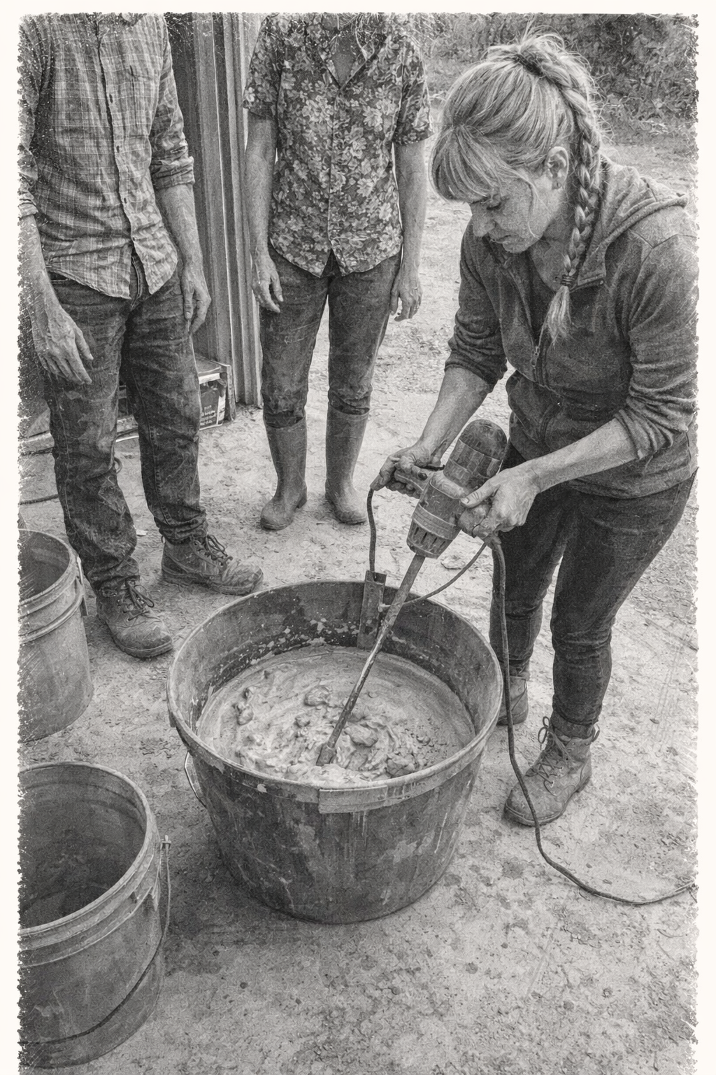 Mixing: Learn how to create aircrete. Lightweight, insulated building material. 