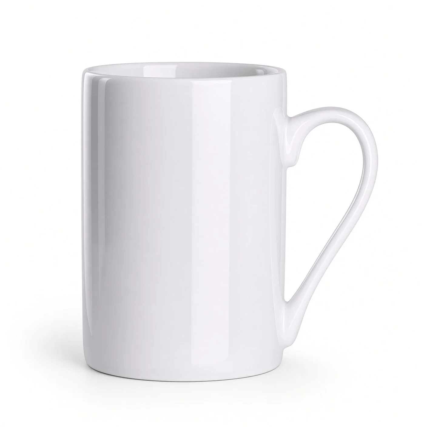 Straight White Ceramic Coffee Mug