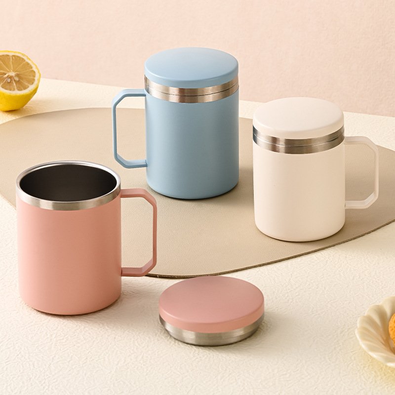 Stainless Steel Insulated Mug with Lid and Handle