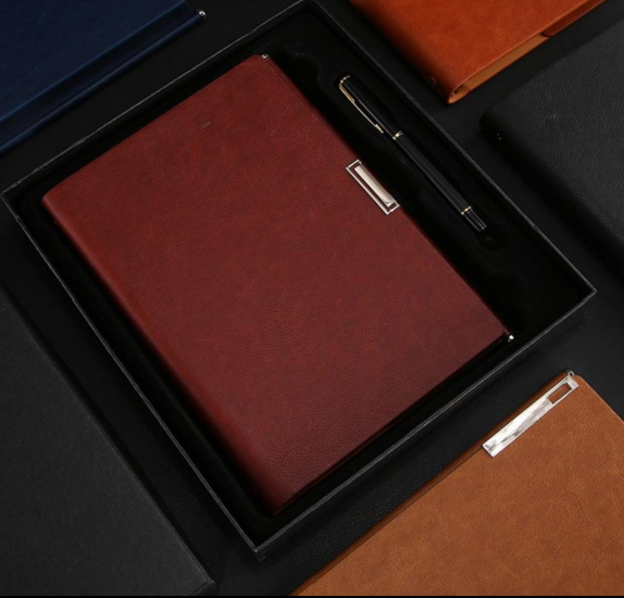 Magnetic Leather Notebook and Pen Gift Set