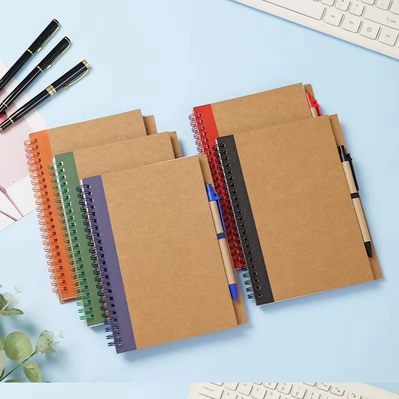 A5 Kraft Spiral Notebook with Pen