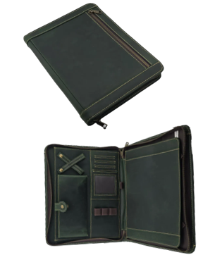 Leather Multi-Pocket Zip Padfolio