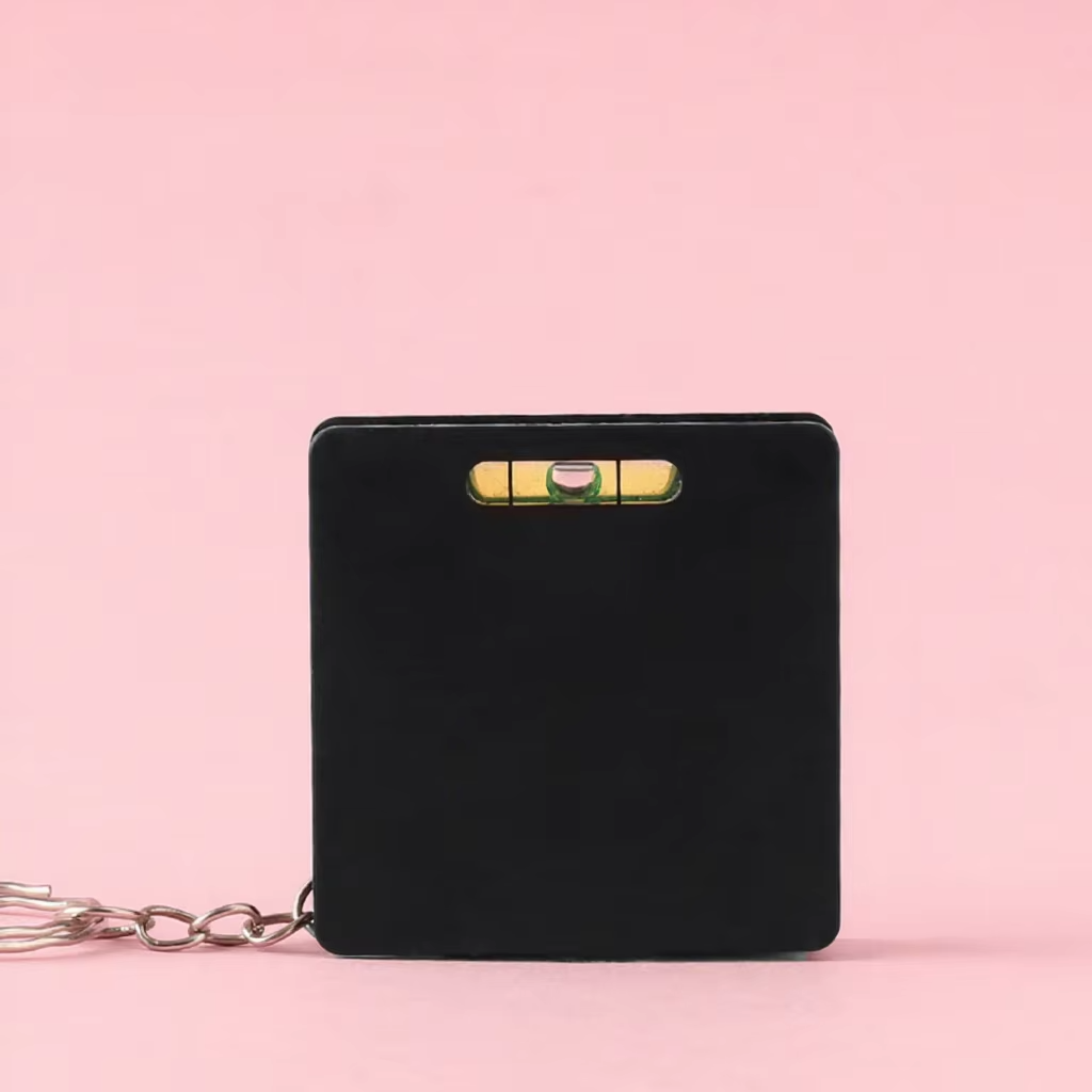 Square Keychain Tape Measure with Bubble Level