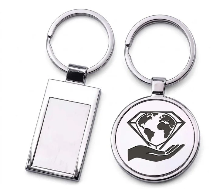 Rectangular and Circular Metal Keychain