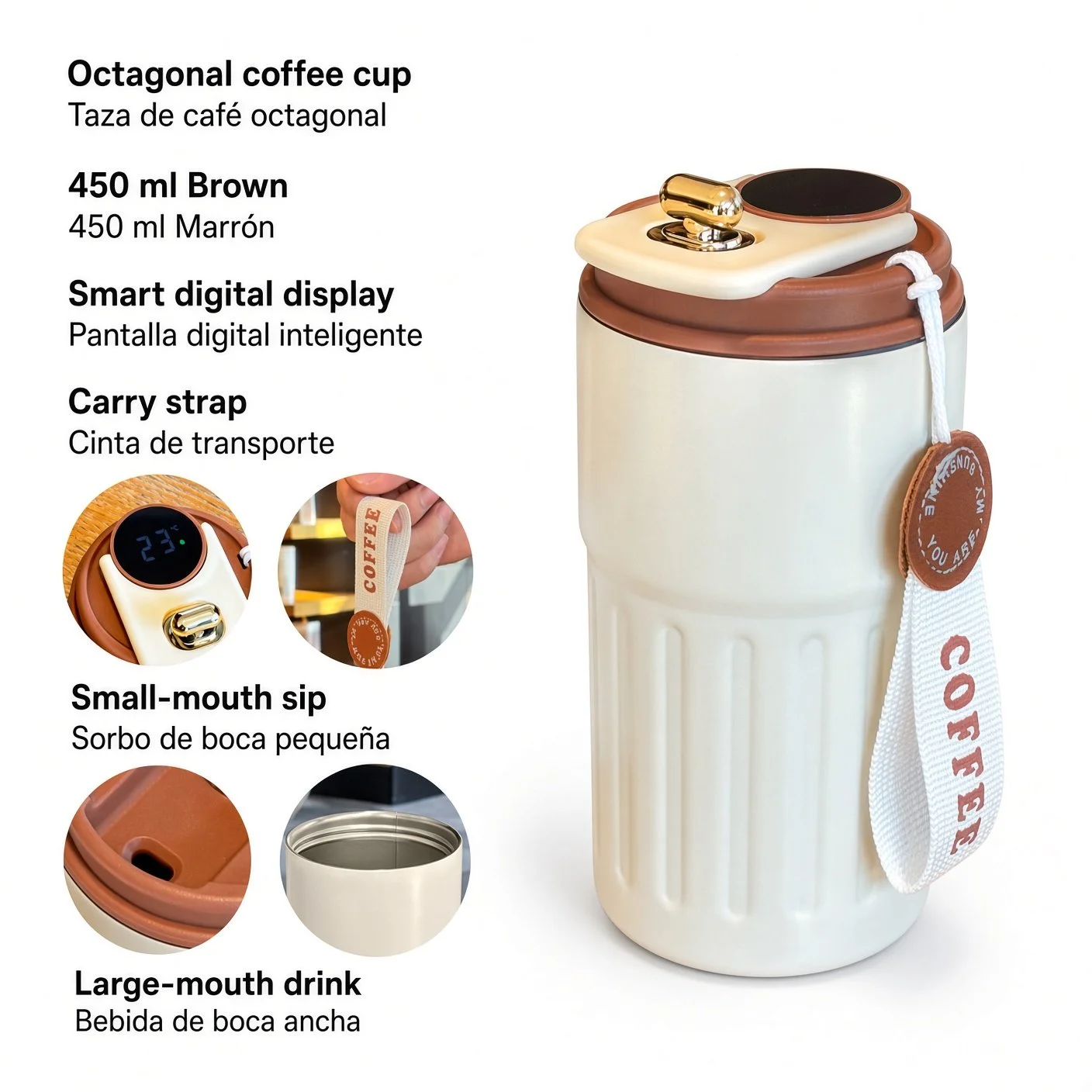 450 ml LED Temperature Display Insulated Coffee Mug