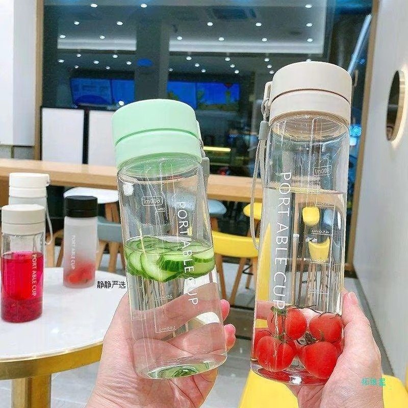 Portable Clear and Frosted Plastic Sports Water Bottle