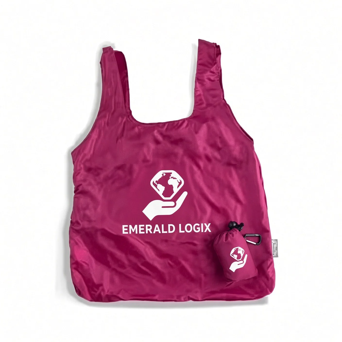 Foldable RPET Shopping Bag with Drawstring Pouch