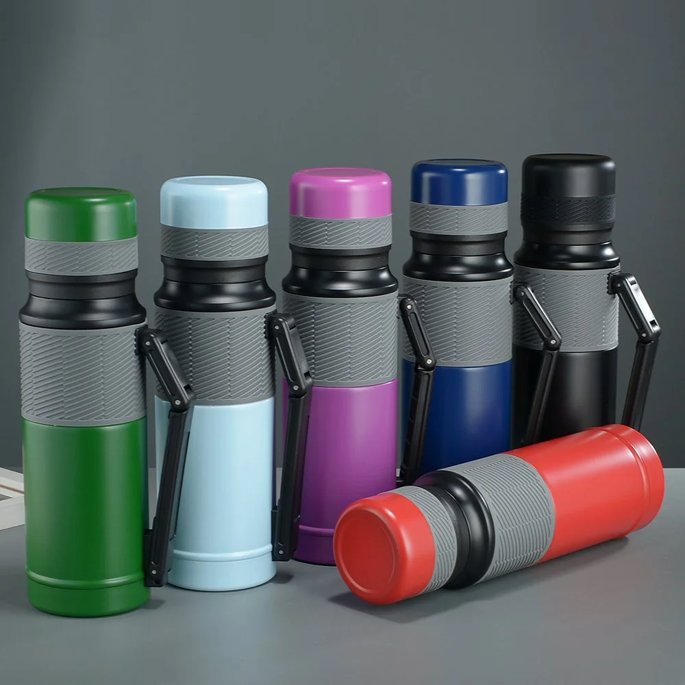 Insulated Flask with Folding Handle and Cup Lid