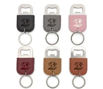 Faux Leather Bottle Opener Keychain