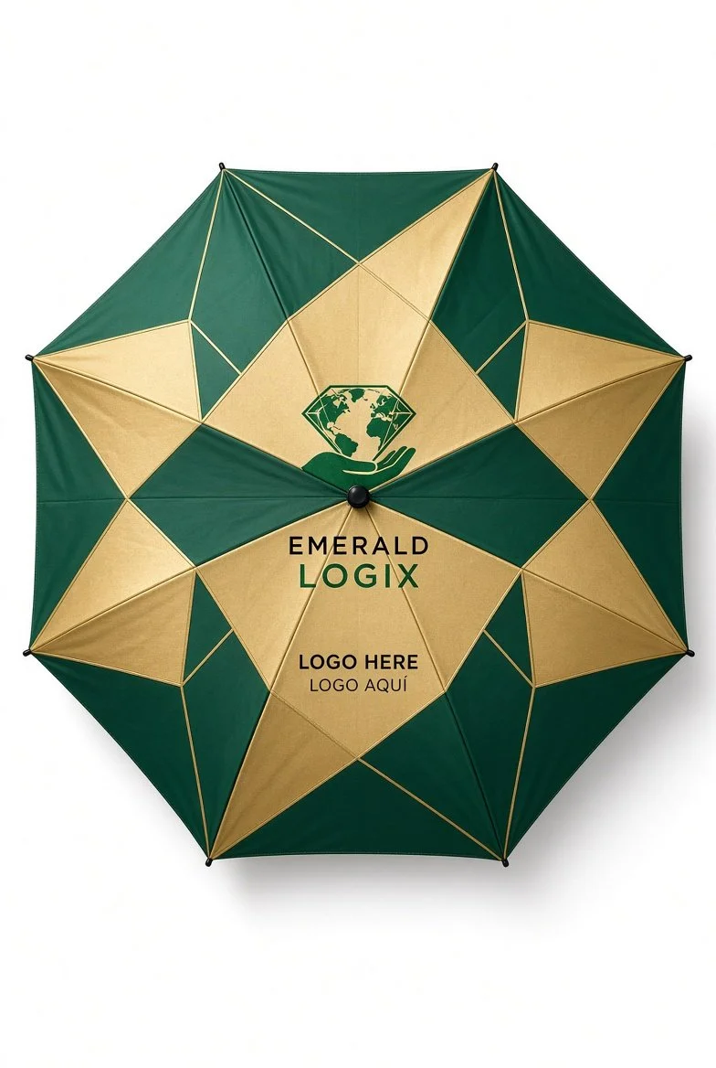 38 Inch 8-Rib Custom Print Folding Travel Umbrella