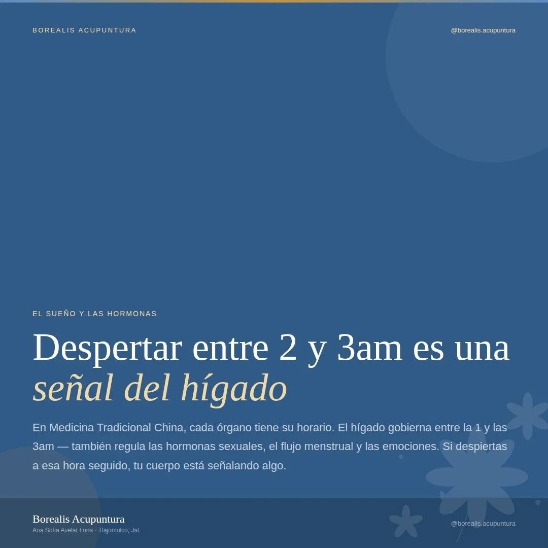 &iquest;Despiertas seguido entre la 1 y las 3 de la madrugada? 🌙

En el reloj biol&oacute;gico de la Medicina Tradicional China, cada &oacute;rgano tiene su horario de mayor actividad.

El h&iacute;gado gobierna de 1 a 3am.

Y el h&iacute;gado, en M