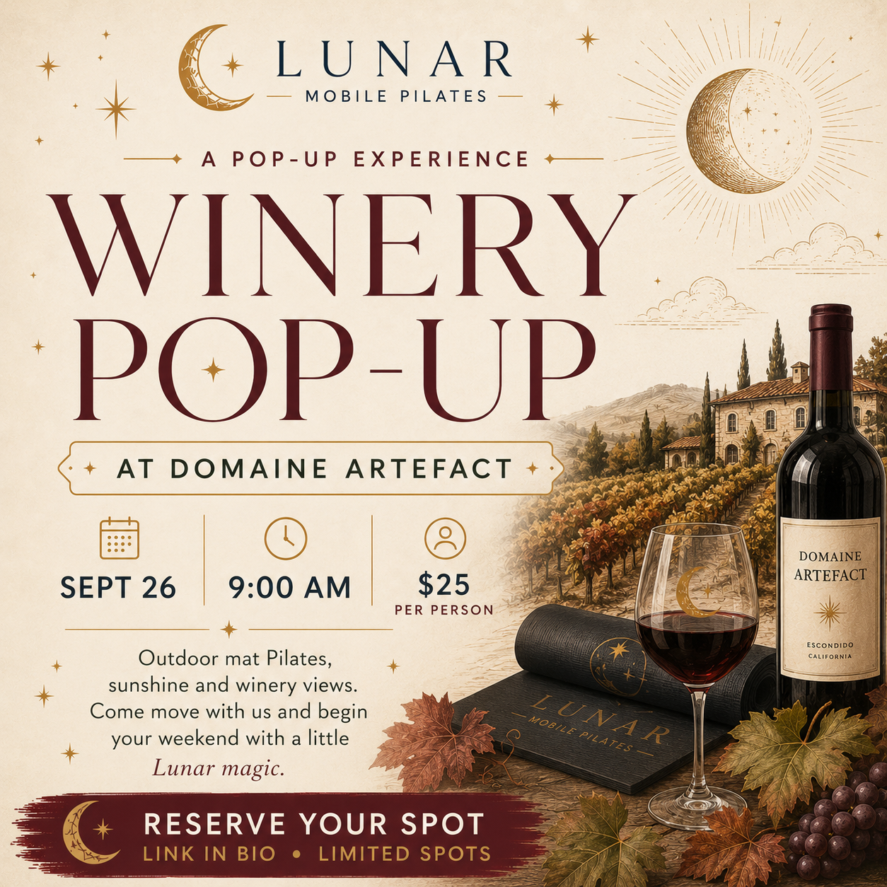 9/26/2026 Lunar x Domaine Artefact Vineyard & Winery Monthly Pop-Up!