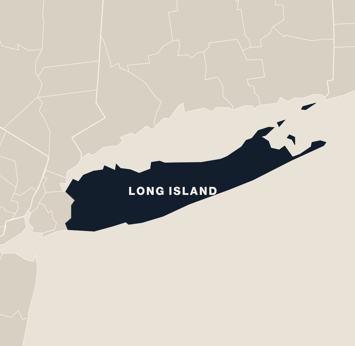Map of Long Island, New York, highlighted