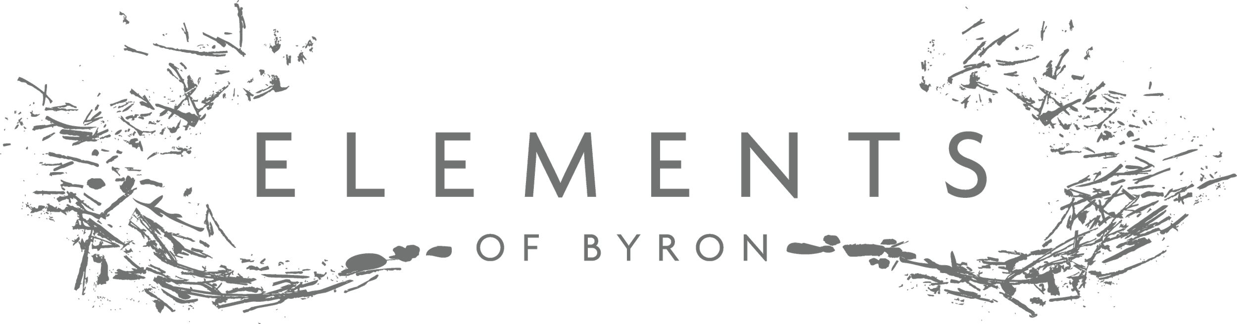 Logo of Elements of Byron with stylized branches on a black background.