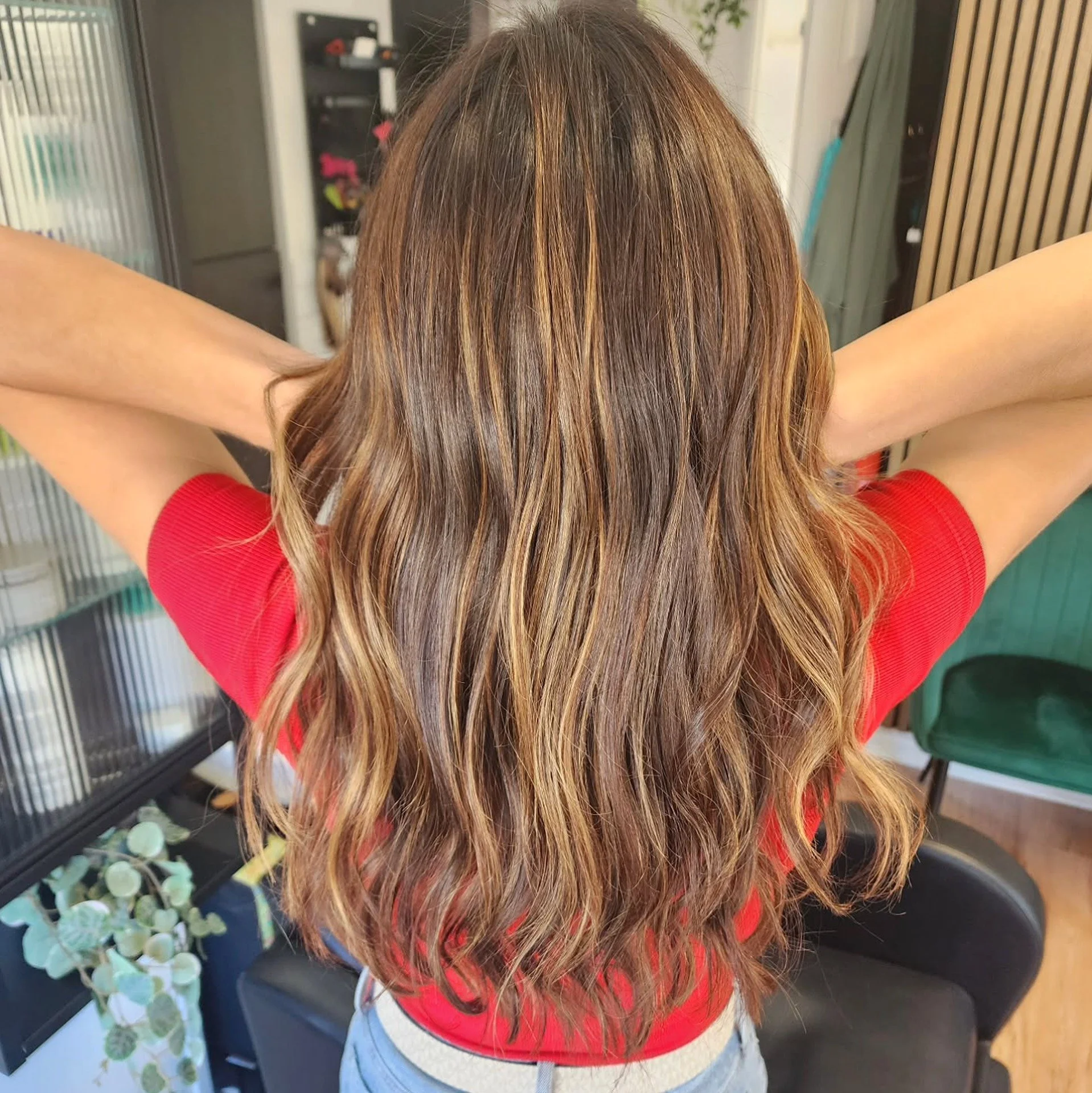 Chestnut balayage after visit to Marley Malcolm Hair Studio