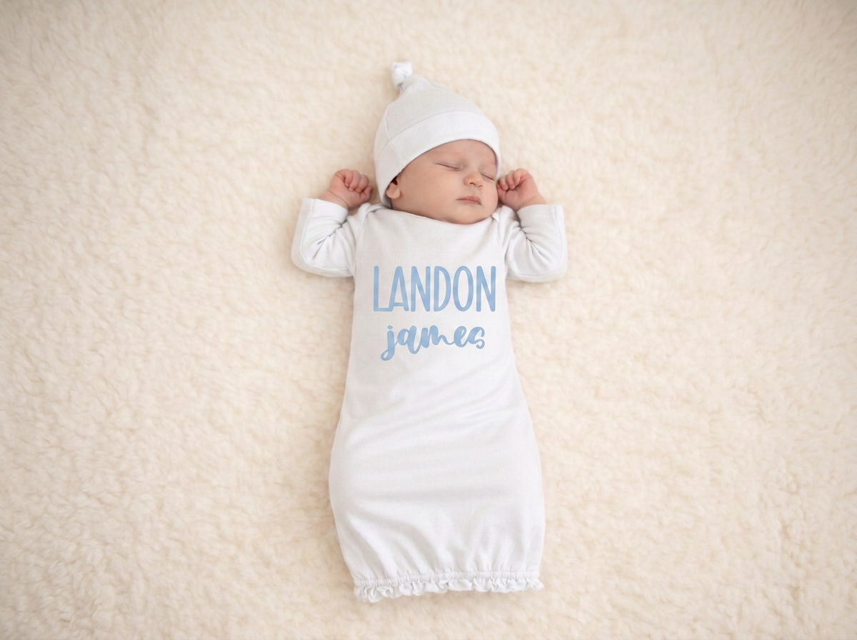 Personalized Newborn Gown | Custom Monogrammed Baby Keepsake