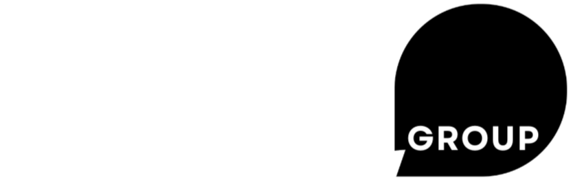 Logo with large white text 'great news' and smaller white text 'GROUP' on black background