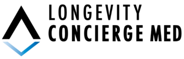 Logo for Longevity Concierge Med with a black stylized 'A' and blue checkmark underneath.