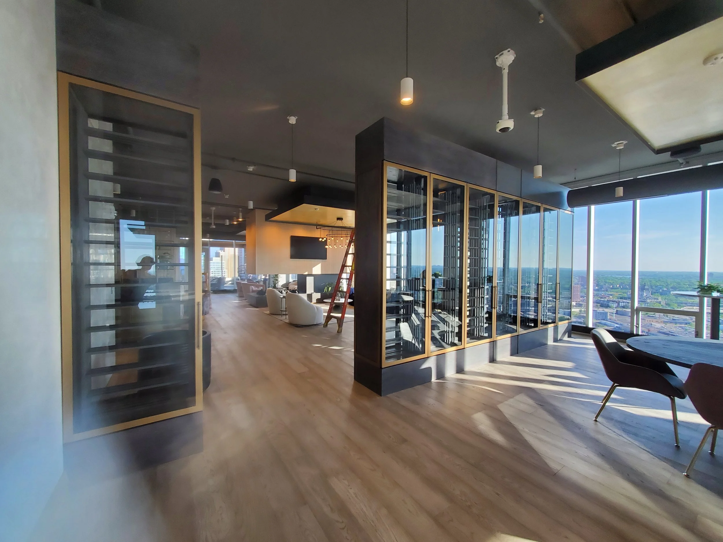 Design driven view overlooking Minneapolis, MN featuring bespoke finishes.
