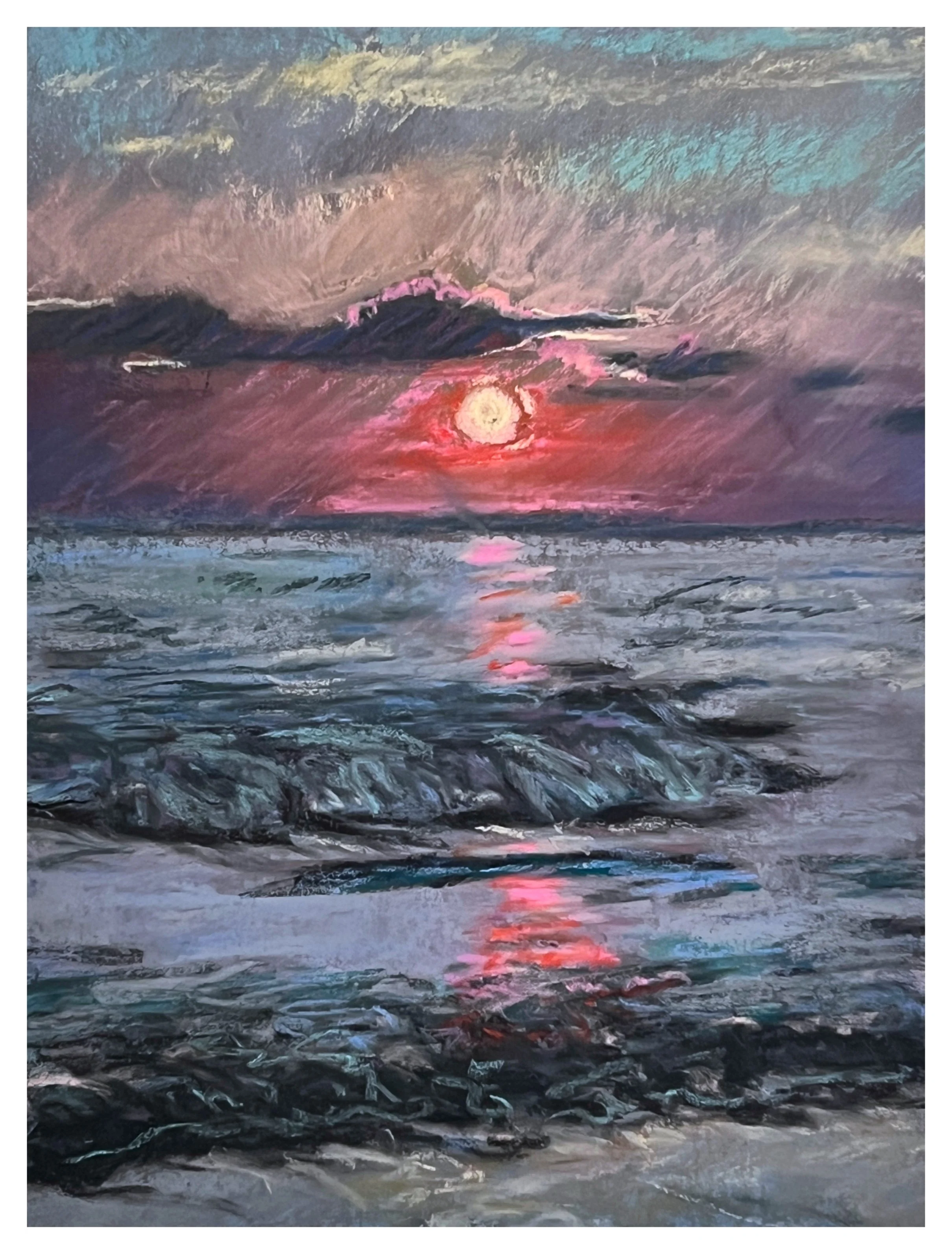 At the Ocean, Pastel on paper,  12" x 9"
