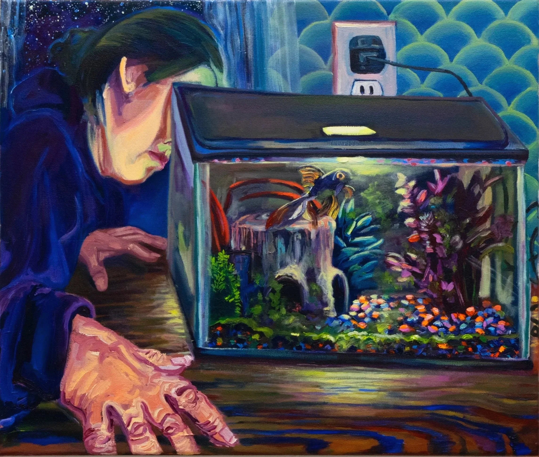 In whose hands is the life of every living thing and breath of all, Oil on canvas, 22" x 29