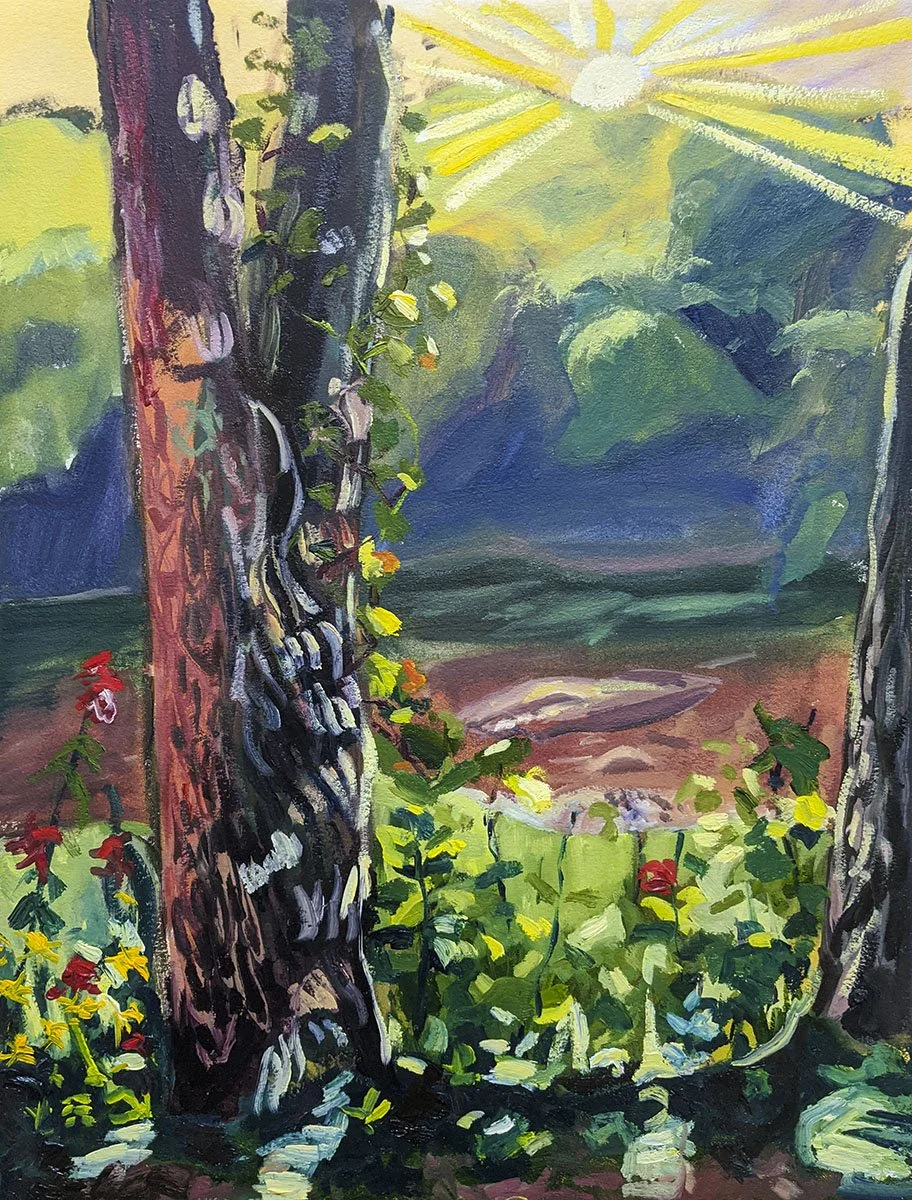 Sunburst, Oil on paper, "16 x 12"