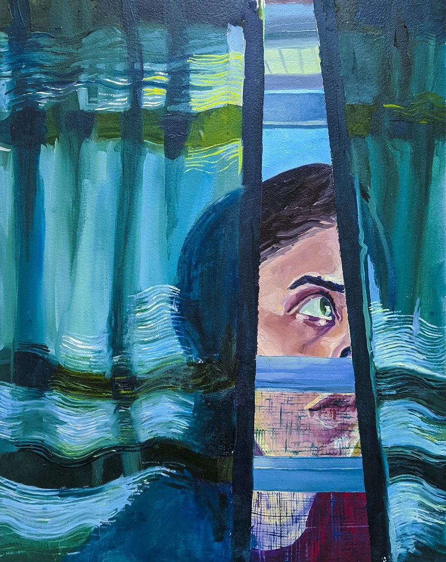 Visitor, Oil on paper, 16" x 12"