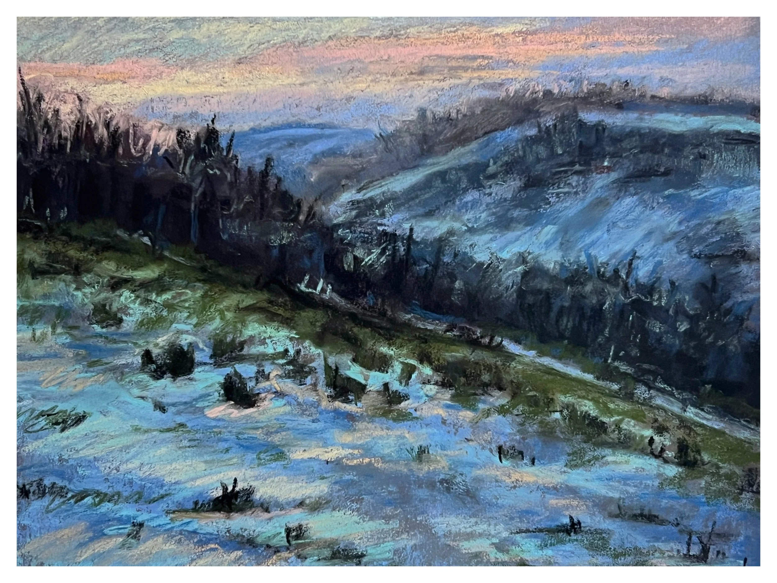 At the ocean, Pastel on paper,  9" x 12"