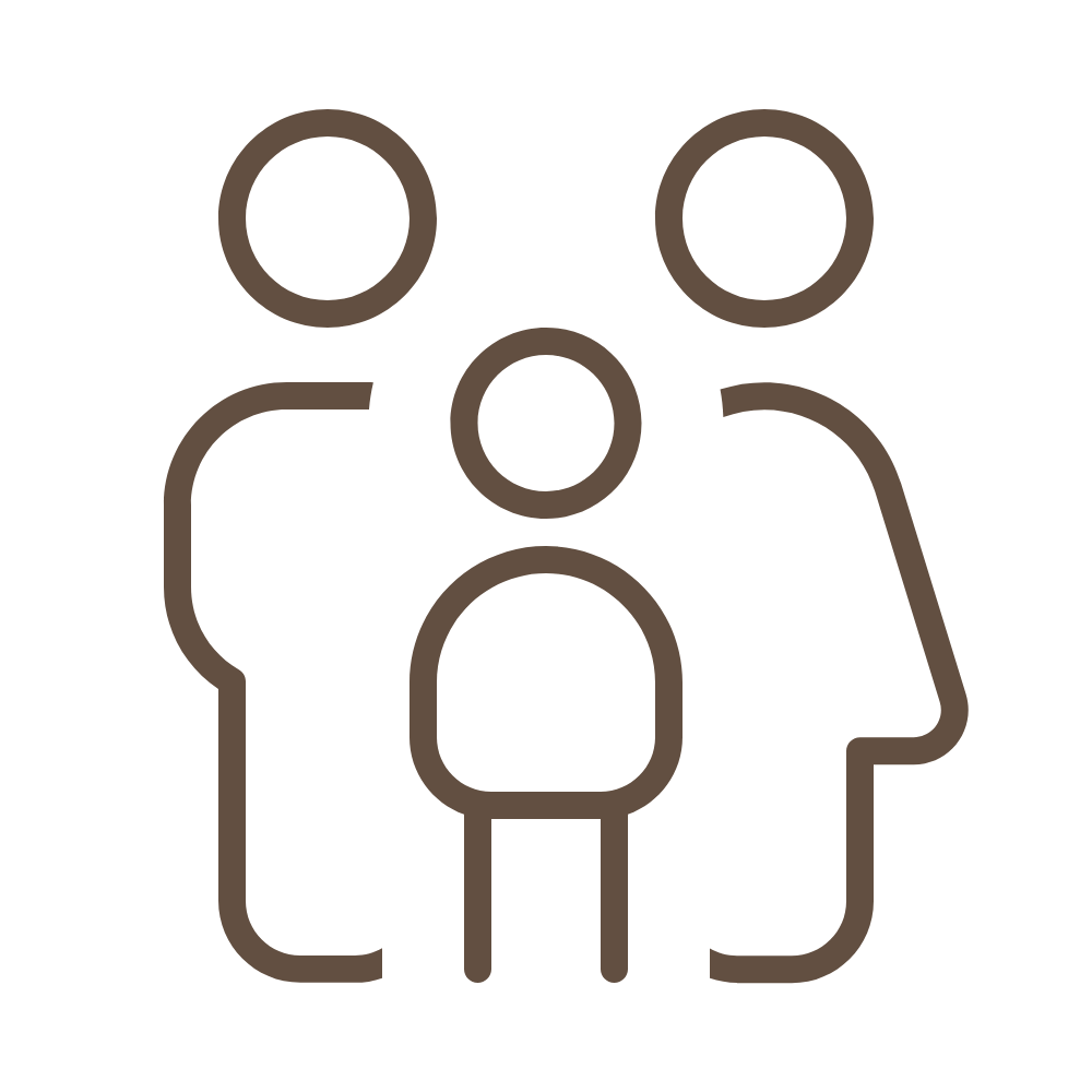 Icon of three people, representing a group or teamwork.