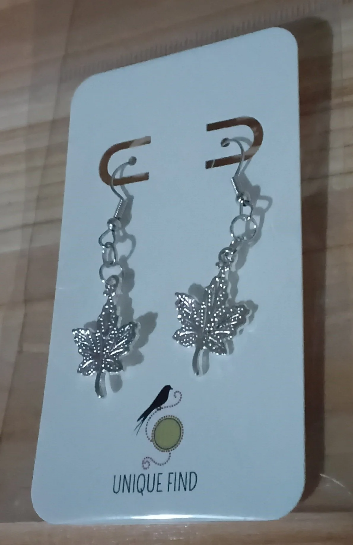 1 Pair • Silver Maple Leaf Drop Earrings Stainless Steel Ear Wires