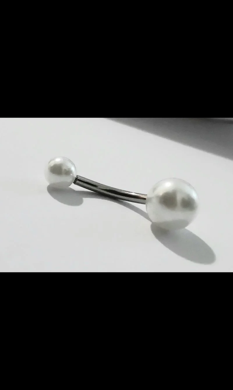 White Pearl Colour Belly Bar 14G 316L