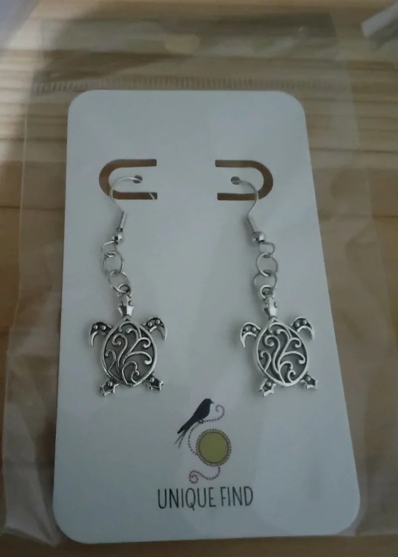 1 Pair • Silver Turtle Drop Earrings Stainless Steel Ear Wires